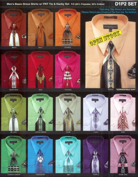 Affordable Clearance Cheap Mens Dress Shirt Sale Online Trendy - New Dress Shirt and Tie Set Available in 30 Colors Men's Dress Shirt