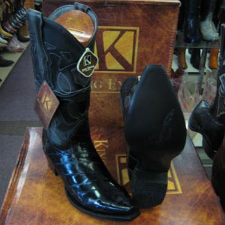 Mens Genuine Eel King Exotic Boots Cowboy Style By los altos botas For Sale Western Cowboy Black Dress Cowboy Boot Cheap Priced For Sale Online- Botas De Anguila