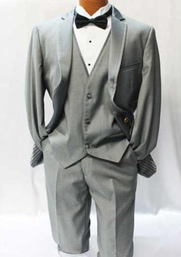 Giorgio Fiorelli Grey ~ Gray Vested Tuxedo Suit Men's Suits Vested 3 Piece 