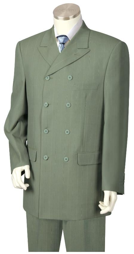 Sage ~ Light Olive Green Double breasted Style Men's Suit Pleated Pants