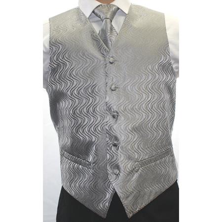 Men's Two-tone Grey 4-Piece Men's Vest Set Also available in Big and Tall Sizes