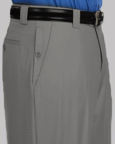 Men's Grey Flat Front Pants - Cheap Priced Dress Slacks For Men On Sale