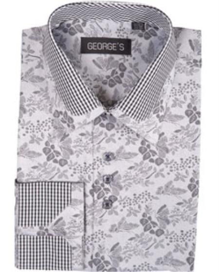High Collar Style Club Shirts Grey Pattern George