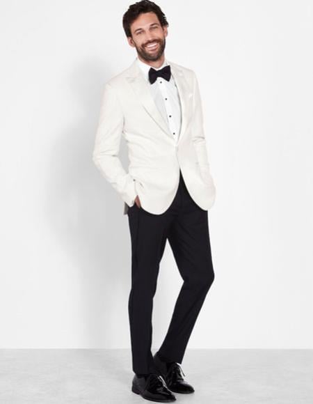 Style#-B6362 Men's Ivory Dinner Jacket Slim Fit Wool Blazer Cream Off White