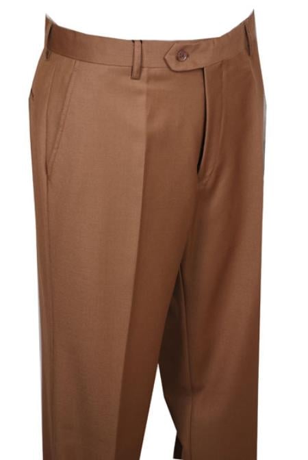 Men's Dress Pants Camel ~ Khaki ~ Tan without pleat flat front  - Cheap Priced Dress Slacks For Men On Sale