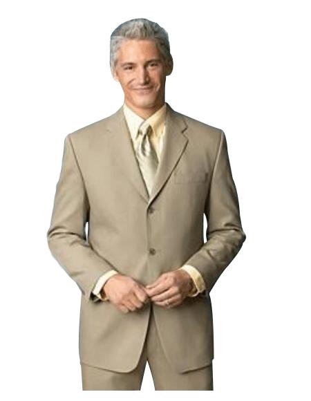 Medium Tan ~ Beige Side Vent Three buttons style 100% Worsted Higher Quality Back Side Vent