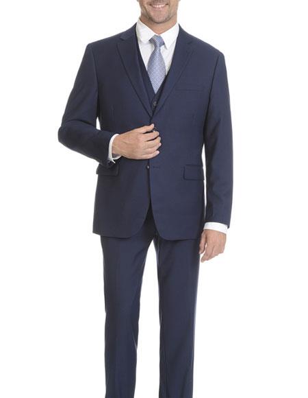 Brand: Caravelli Collezione Suit - Caravelli Suit - Caravelli italy Caravelli Men's Midnight Blue Vested 2 Button Slim Fit Suit