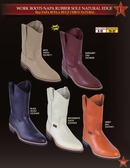 Los Altos Boots Men's Napa Leather Rubber Sole Natural Edge Cowboy Western Work Dress Cowboy Boot Cheap Priced For Sale Online ~ Botines Para Hombre