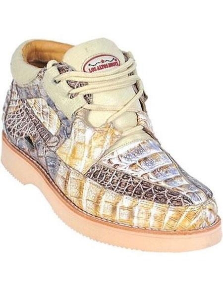 Men's Lace Up Genuine Crocodile Natural Los Altos Shoes