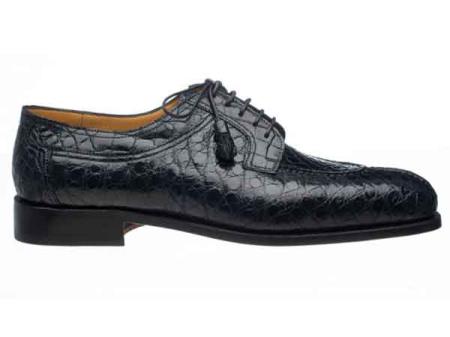 Ferrini Men's Italian Lace Up Style Split Toe World Best Alligator ~ Gator Skin Belly Shoes Navy
