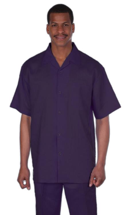 Mens 100% Mens Linen Suit - Fabric–Dark Navy ~ Mens walking casual two piece Summer Short Sleeve Shirt & Pants sets ~ Two Piece Mens Walking Outfit For Sale Pant Sets