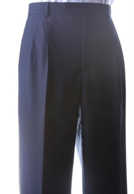 Men's Super 150s Extra Fine Dress Pants Navy unhemmed unfinished bottom
