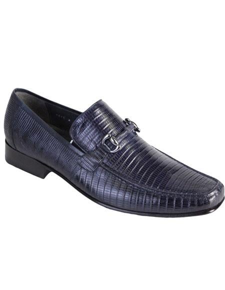 Men's Casual Slip On Stylish Dress Loafer Navy Genuine Lizard Los Altos Shoes