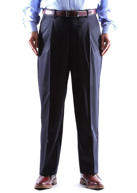 Regular Size & Big and Tall 100% Wool Navy Dress Pants 