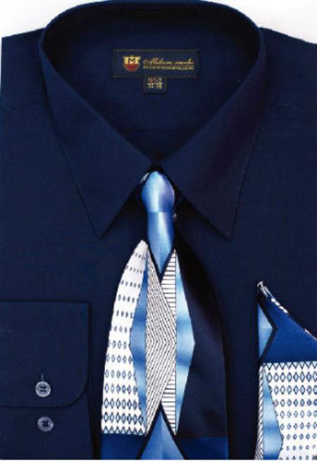 Affordable Clearance Cheap Mens Dress Shirt Sale Online Trendy - Navy Solid Pattern Standard Cuff Men's Dress Shirt