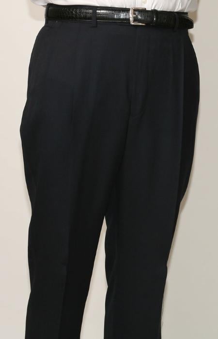 70% Polyester Navy Somerset Double-Pleated Slacks / Dress Pants Trouser unhemmed unfinished bottom