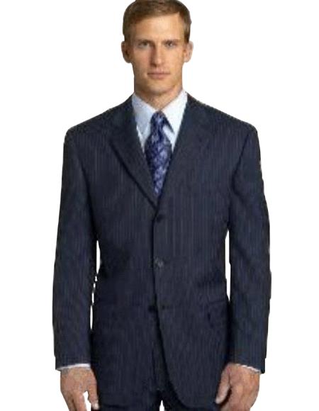 Brand New Dark Navy Pinstripe premier quality Three buttons style italian fabric Design suit made with Ultra Smoot 