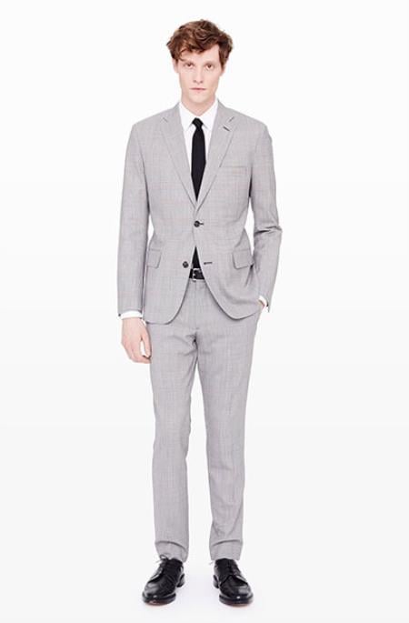 Men's Grey Suit White Shirt Black Tie Combination Package Co