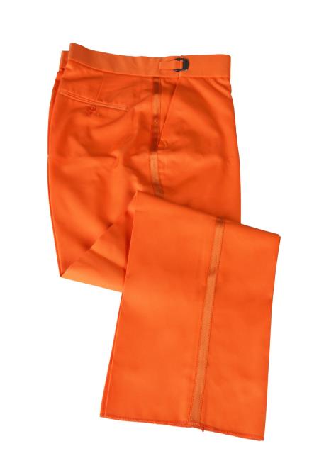 Men's Orange Trimmed Flat Front Tuxedo Dress Pant