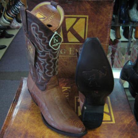 Mens Genuine Ostrich Leg King Exotic Boots Cowboy Style By los altos Boots botas For Sale Western Cowboy Cognac Dress Cowboy Boot Cheap Priced For Sale Online - Botas De Avestruz