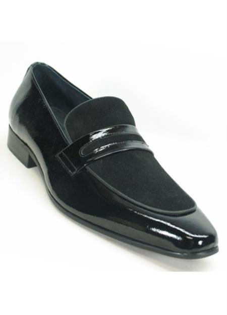 Men's Carrucci Genuine Patent Leather Black Slip On Style Loafers Shoes