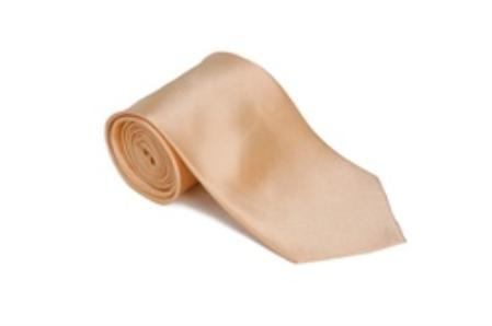 Peach 100% Silk Solid Necktie With Handkerchief Buy 10 of same color Tie For $25 Each-Men's Neck Ties - Mens Dress Tie - Trendy Mens Ties