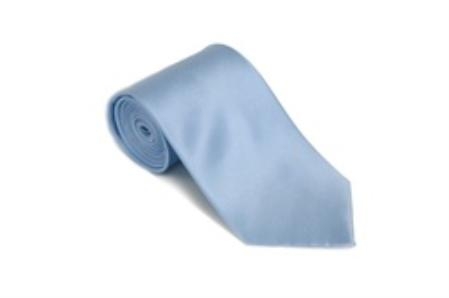 Powderblue 100% Silk Solid Necktie With Handkerchief Buy 10 of same color Tie For $25 Each-Men's Neck Ties - Mens Dress Tie - Trendy Mens Ties