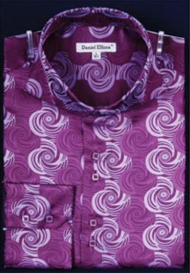 Men's Shiny High Collar Swirl Pattern Fashion Shirt Night Club Outfit guys Wear For Men Clothing Fashion