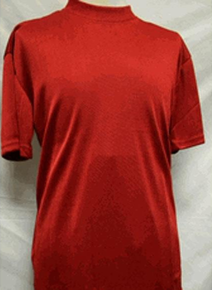 Men's Stylish Mock Neck Shiny Red Short Sleeve Shirt
