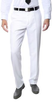 Men's White Formal & Business Flat Front Dress Pants 