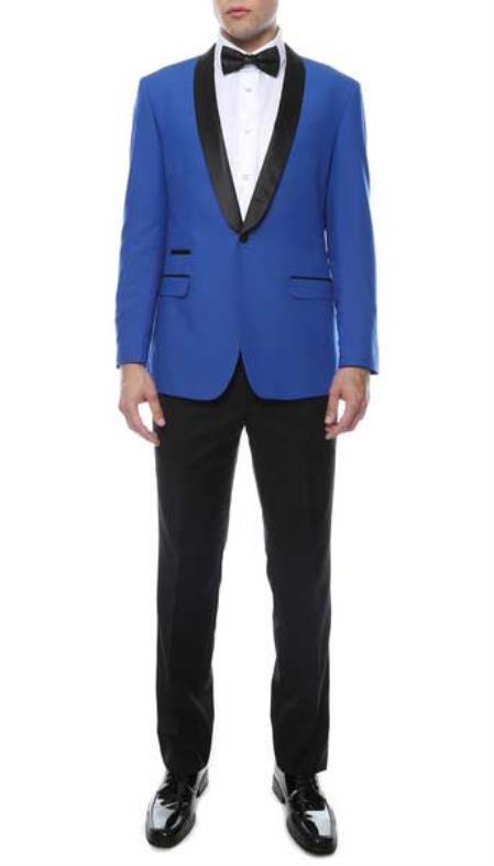 Men's Slim Royal Blue Shawl Lapel Tuxedo Jacket / Blazer Men's / Tux / Dinner Jacket Looking