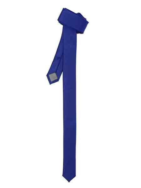 Royal Blue Fully Lined Super Skinny Slim NeckTie-Men's Neck Ties - Mens Dress Tie - Trendy Mens Ties