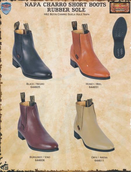 Wild West Napa Chelsea Charro Short Western Boot ~ botines para hombre w/ Rubber Sole Diff.Colors/Sizes Black/Honey/Burgundy ~ Wine ~ Maroon Color/Oryx
