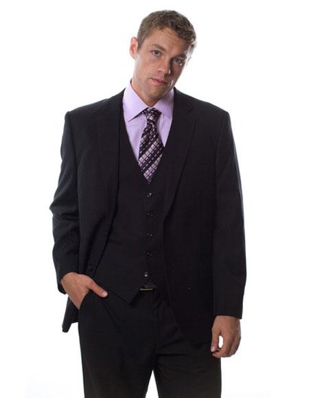 Brand: Caravelli Collezione Suit - Caravelli Suit - Caravelli italy Caravelli Men's  Black 3 Piece Classic Fit Suit 