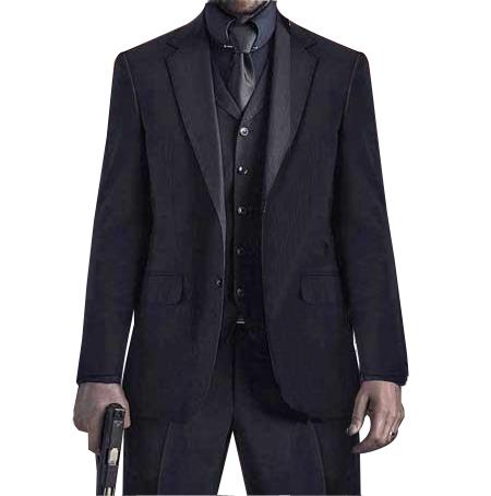 Keanu Reeves John Wick Men's Black 3 Piece   Suit