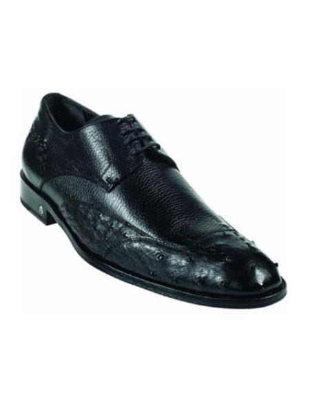 Men's Ostrich Full Quill Skin Black Dress Shoe Mens Ostrich Skin Shoes