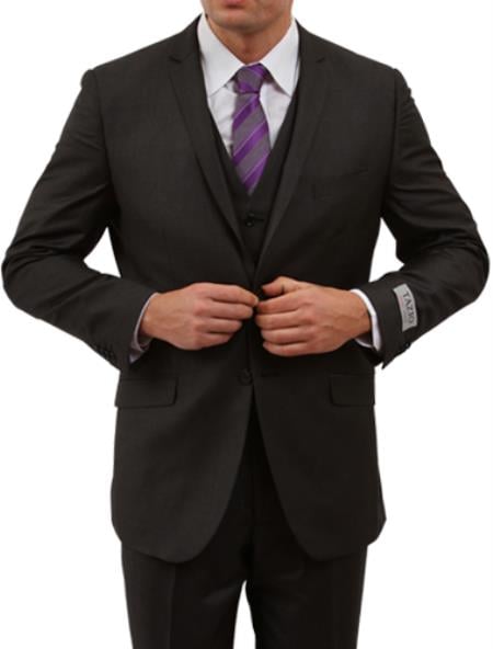 Men's Black, two button closure Slim Fit Suit - Three Piece Suit
