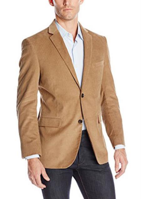 Men's Side-Flap Pocket Cotton Corduroy Sport Coat Wheat