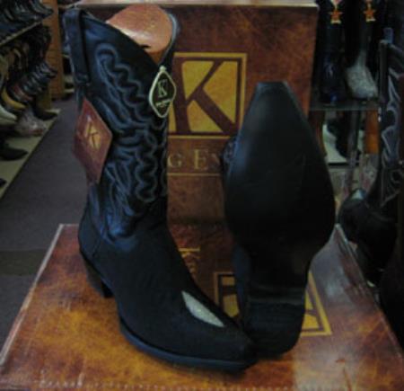 Mens King Exotic Boots Cowboy Boots Style By los altos botas For Sale Genunie Stingray mantarraya skin Black Snip Toe Western Cowboy Dress Cowboy Botas de mantarraya - Mantarraya boots Cheap Priced For Sale Online