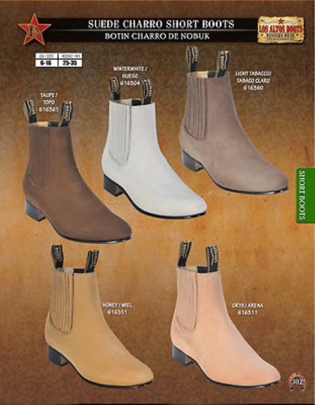 Los Altos Boots Men's Suede Chelsea Charro Short Boot ~ Botines Para Hombre Diff. Colors/Sizes Ankle Dress Style For Man