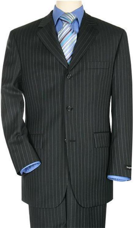 premier quality italian fabric Black Pinstripe Super 140's Three - 3 Buttons Style Men's Suit (Wholesale Price available)