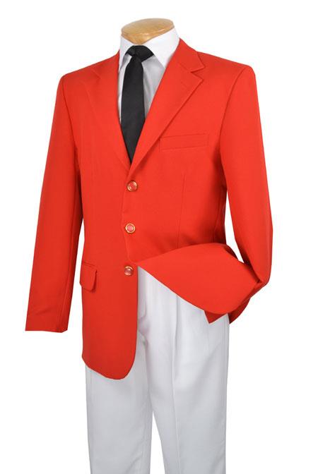 Men's Three Button  100% Poplin Dacron Suit Red 