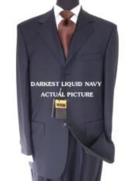 Designer Brand Name Three ~ 3 Buttons premier quality italian fabric Liquid Darkest Dark Navy Super 150's non back vent coat style