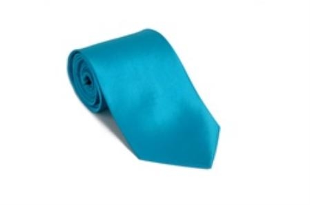turquoise ~ Light Blue Stage Party 100% Silk Solid Necktie With Handkerchief Buy 10 of same color Tie For $25 Each-Men's Neck Ties - Mens Dress Tie - Trendy Mens Ties