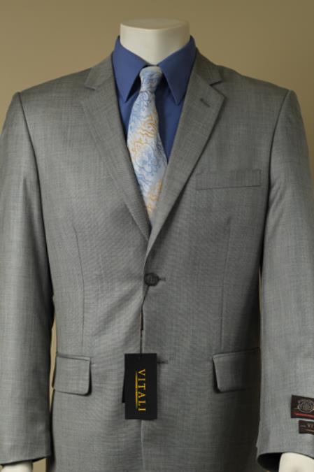 Men's Gray 2 Button patterned Mini Weave Patterned