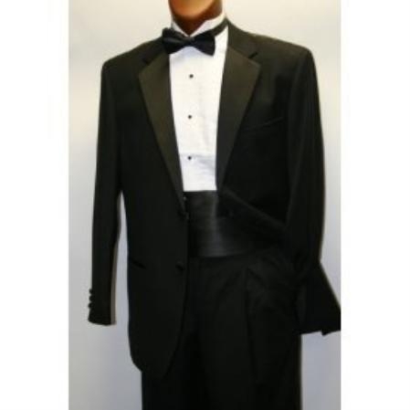 High Quality 2-Button Super 120's  rayon  Side Vented Tuxedo + Shirt + Bow Tie + Any Color of your Choice CUMMERBUNDSand Bowtie Set - Wool