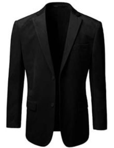 Style#-B6362 Velvet Blazer - Mens Velvet Jacket Branded Mens American Regular-Fit 2 Button Black 