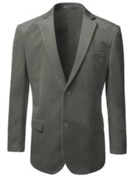 Velvet Blazer - Mens Velvet Jacket Mens American Regular-Fit 2 Button Gray 