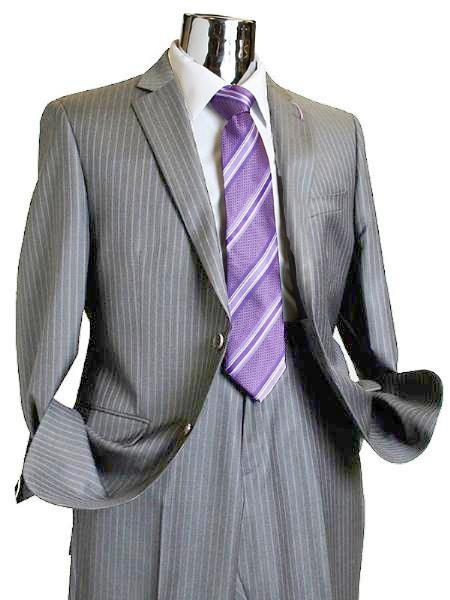Mix and Match Suits Suit Separate Men's 2 Button 100% Wool Suit Medium Grey Pinstripe ~ Stripe Discounted Online Sale Only 
