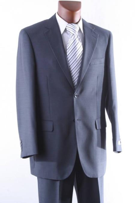 Men's 2 Button 100% Wool mid Suit Single Pleat Pant Mid Grey 